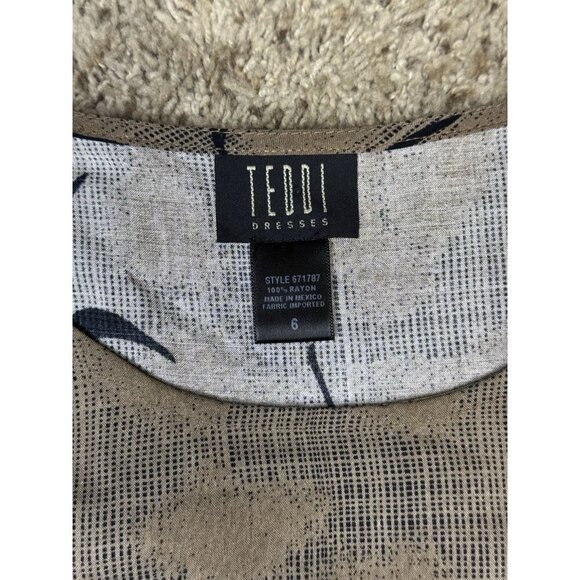 TEDDI Vintage Maxi Dress Brown Sleeveless Tropical Side Ties Coastal Grunge Sz 6 - Picture 4 of 9